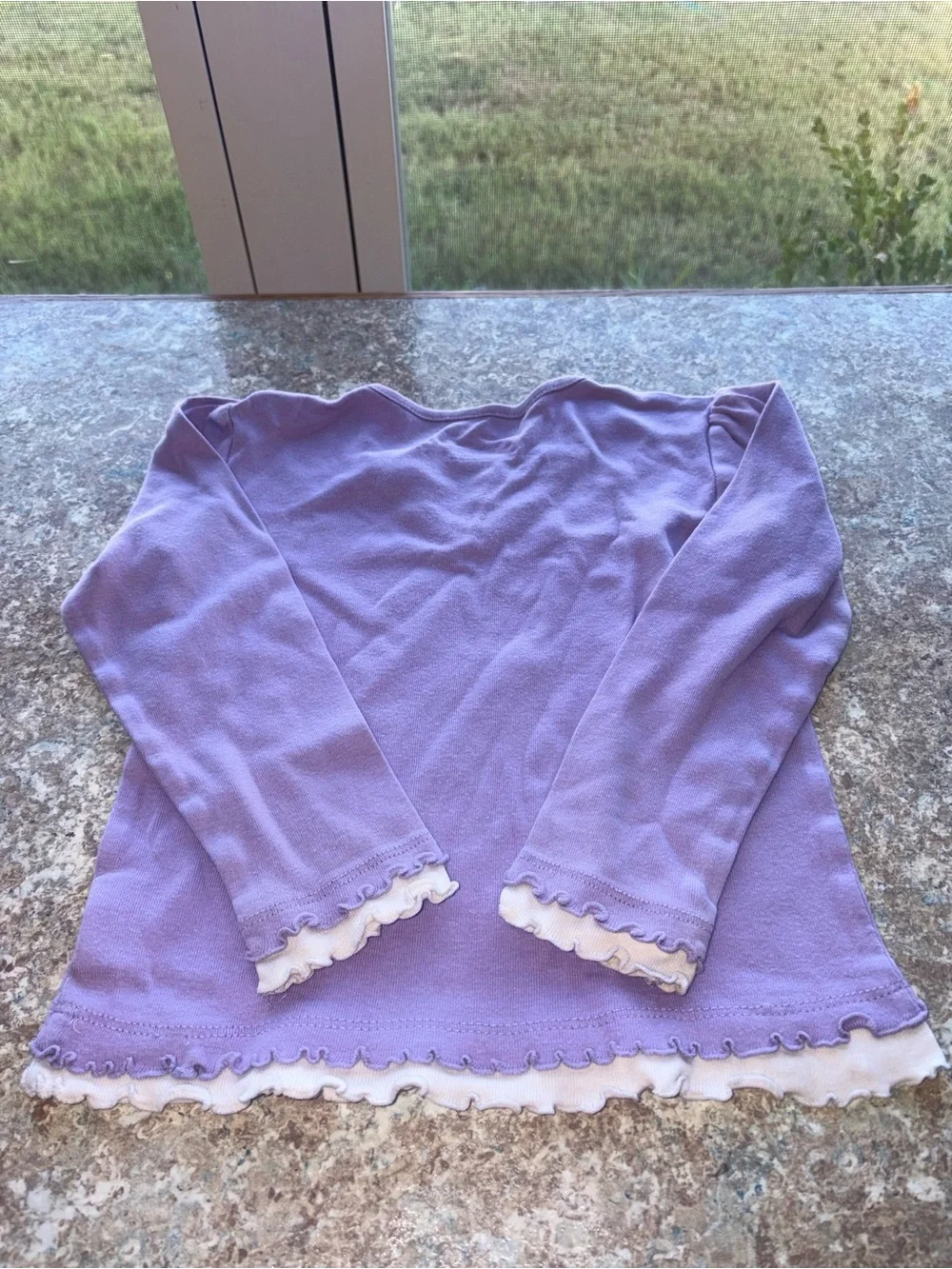 Y2K Girls' Lavender Ruffle Hem Long-Sleeve Top
